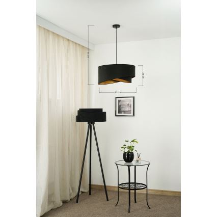 Brilagi - LED Lustra ar auklu LYRA 1xE27/15W/230V melna/zelta