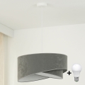 Brilagi - LED Lustra ar auklu LYRA 1xE27/15W/230V pelēka/balta