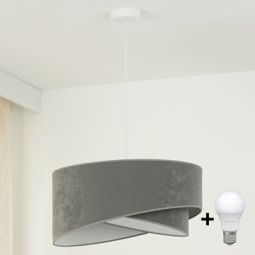 Brilagi - LED Lustra ar auklu LYRA 1xE27/15W/230V pelēka/balta
