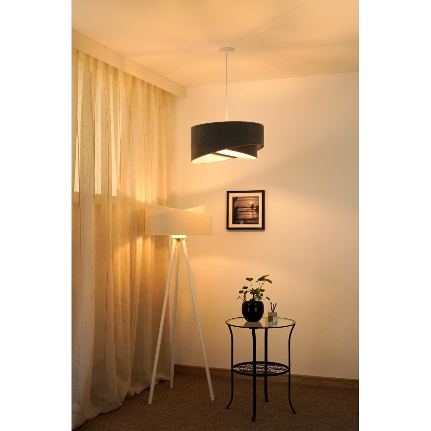 Brilagi - LED Lustra ar auklu LYRA 1xE27/15W/230V pelēka/balta
