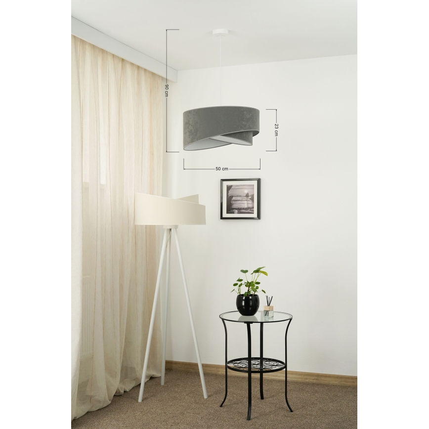 Brilagi - LED Lustra ar auklu LYRA 1xE27/15W/230V pelēka/balta