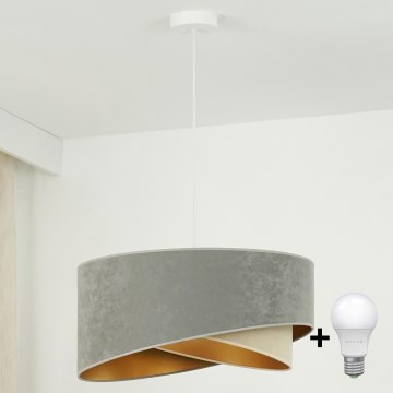 Brilagi - LED Lustra ar auklu LYRA 1xE27/15W/230V pelēka/bēša/zelta