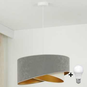 Brilagi - LED Lustra ar auklu LYRA 1xE27/15W/230V pelēka/krēmkrāsa/zelta
