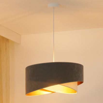 Brilagi - LED Lustra ar auklu LYRA 1xE27/15W/230V pelēka/krēmkrāsa/zelta