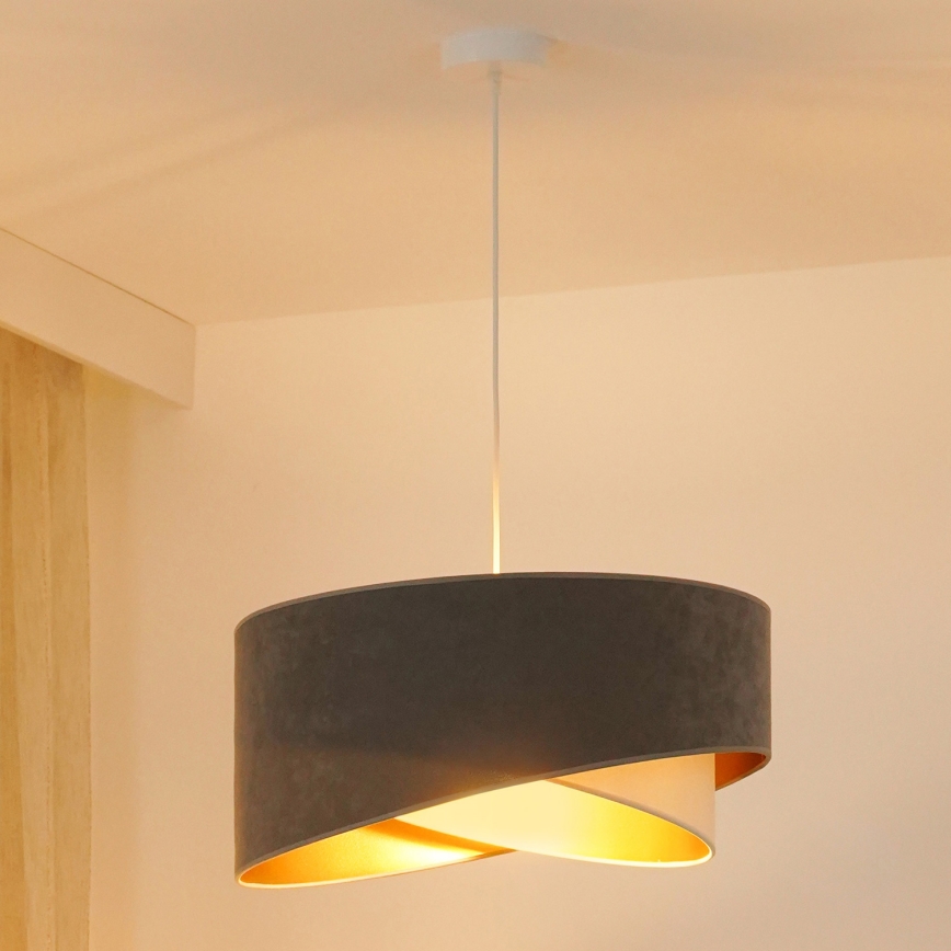Brilagi - LED Lustra ar auklu LYRA 1xE27/15W/230V pelēka/krēmkrāsa/zelta