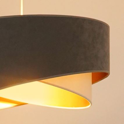 Brilagi - LED Lustra ar auklu LYRA 1xE27/15W/230V pelēka/krēmkrāsa/zelta