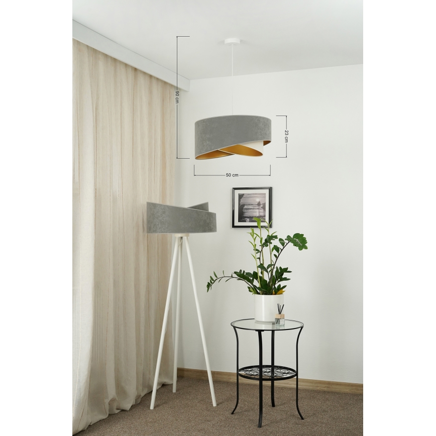 Brilagi - LED Lustra ar auklu LYRA 1xE27/15W/230V pelēka/krēmkrāsa/zelta
