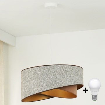 Brilagi - LED Lustra ar auklu LYRA 1xE27/15W/230V pelēka/krēmkrāsa/zelta