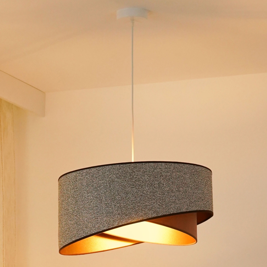 Brilagi - LED Lustra ar auklu LYRA 1xE27/15W/230V pelēka/krēmkrāsa/zelta