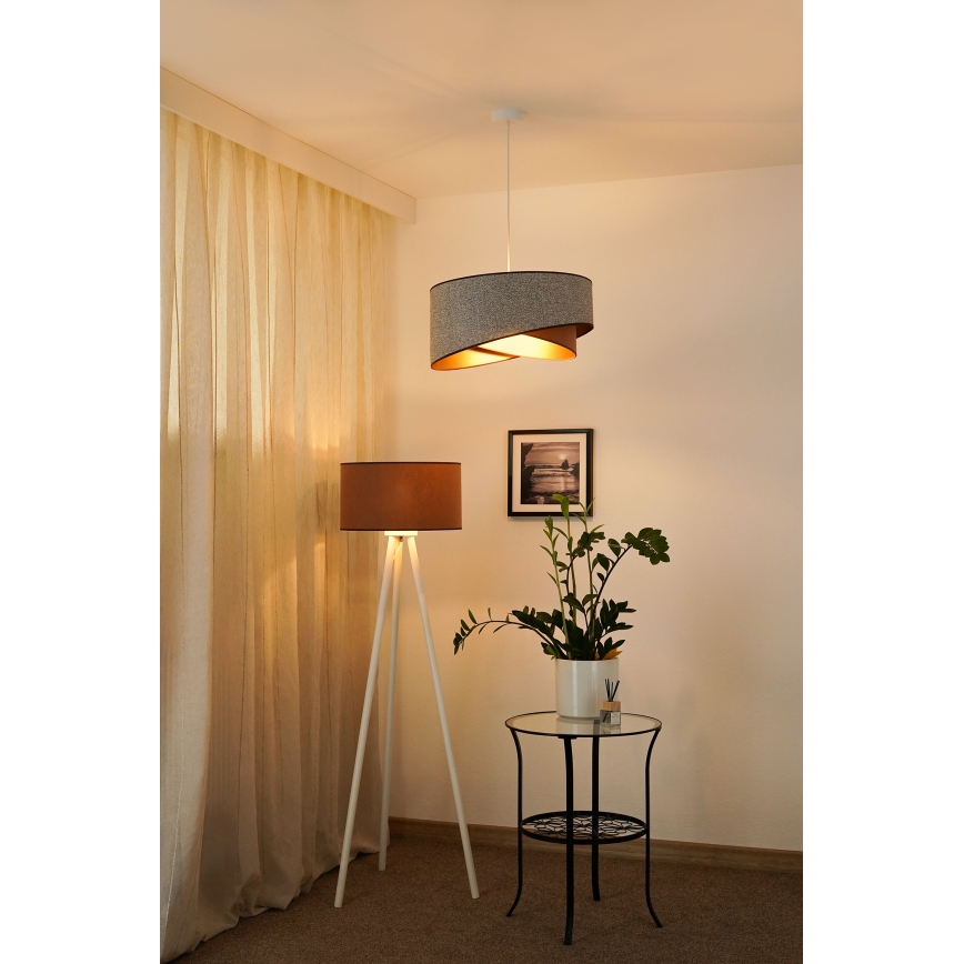 Brilagi - LED Lustra ar auklu LYRA 1xE27/15W/230V pelēka/krēmkrāsa/zelta