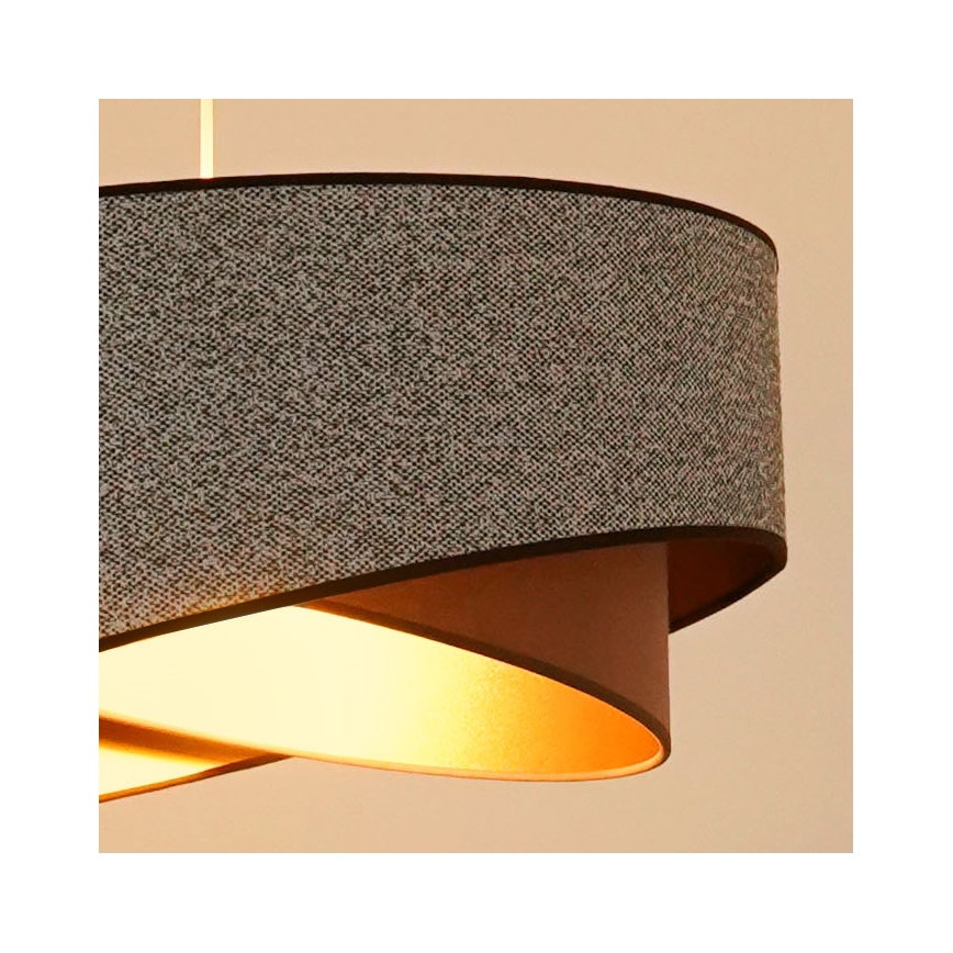 Brilagi - LED Lustra ar auklu LYRA 1xE27/15W/230V pelēka/krēmkrāsa/zelta