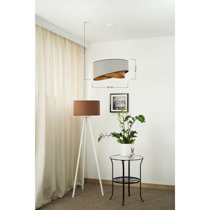 Brilagi - LED Lustra ar auklu LYRA 1xE27/15W/230V pelēka/krēmkrāsa/zelta
