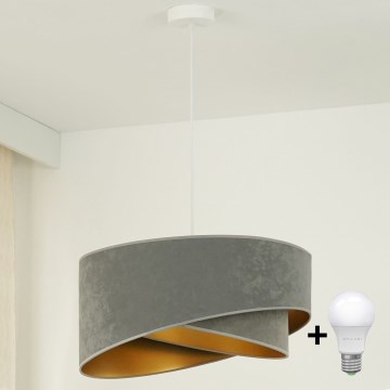 Brilagi - LED Lustra ar auklu LYRA 1xE27/15W/230V pelēka/zelta
