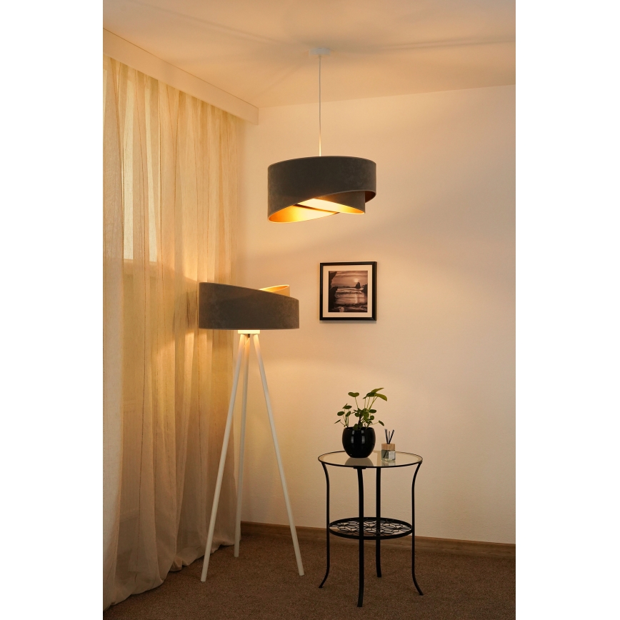 Brilagi - LED Lustra ar auklu LYRA 1xE27/15W/230V pelēka/zelta