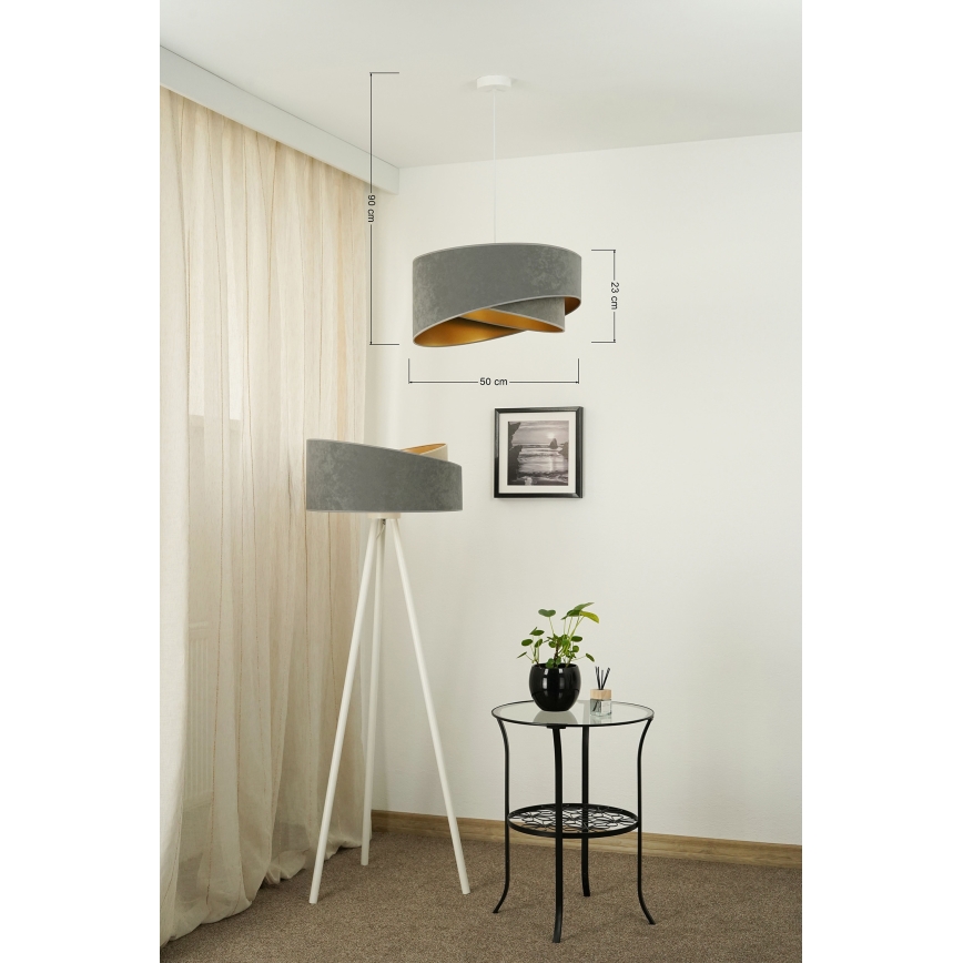Brilagi - LED Lustra ar auklu LYRA 1xE27/15W/230V pelēka/zelta