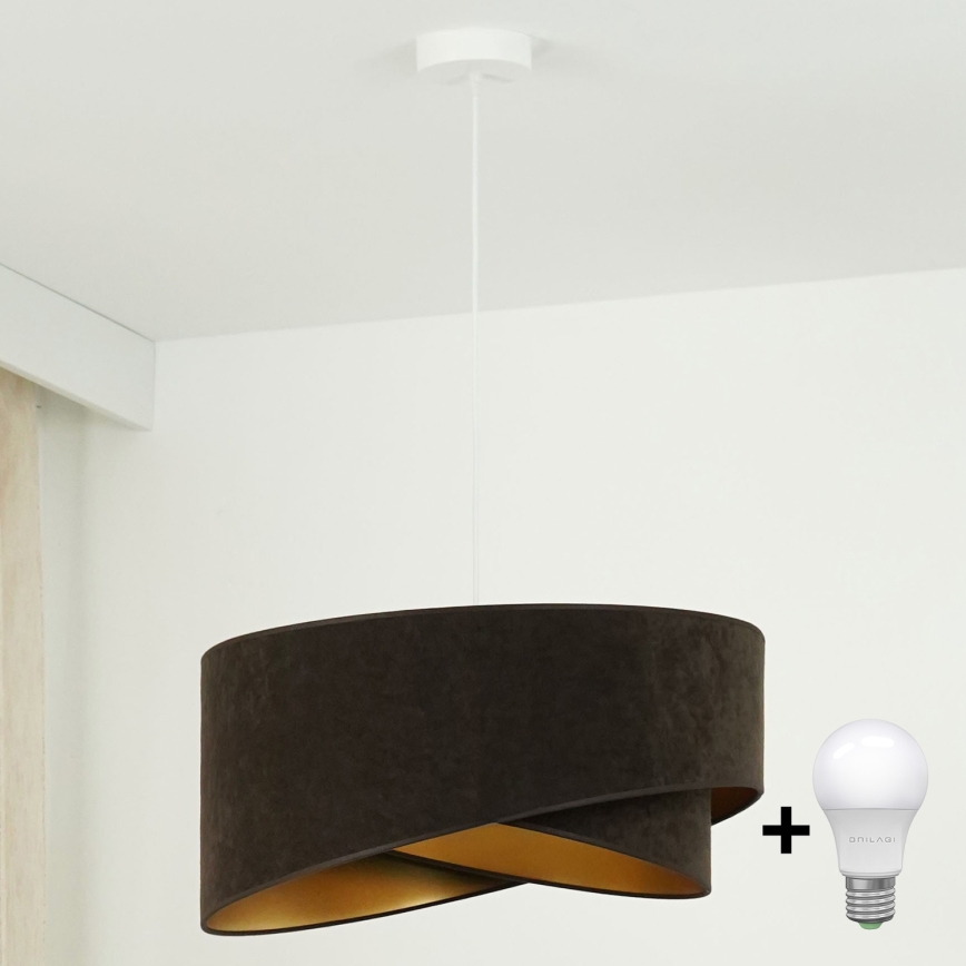 Brilagi - LED Lustra ar auklu LYRA 1xE27/15W/230V tumši brūna/zelta