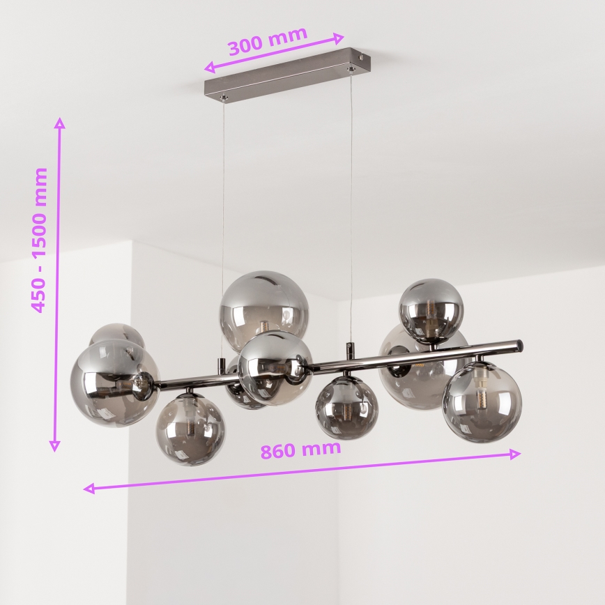 Brilagi - LED Lustra ar auklu MILLA 10xG9/3W/230V spīdīgi hromēts/dūmakains