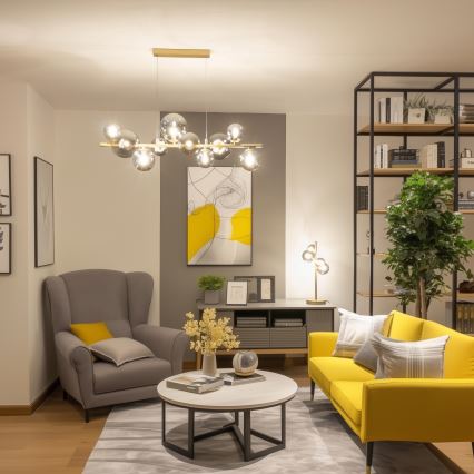 Brilagi - LED Lustra ar auklu MILLA 10xG9/3W/230V zelta/dūmakains