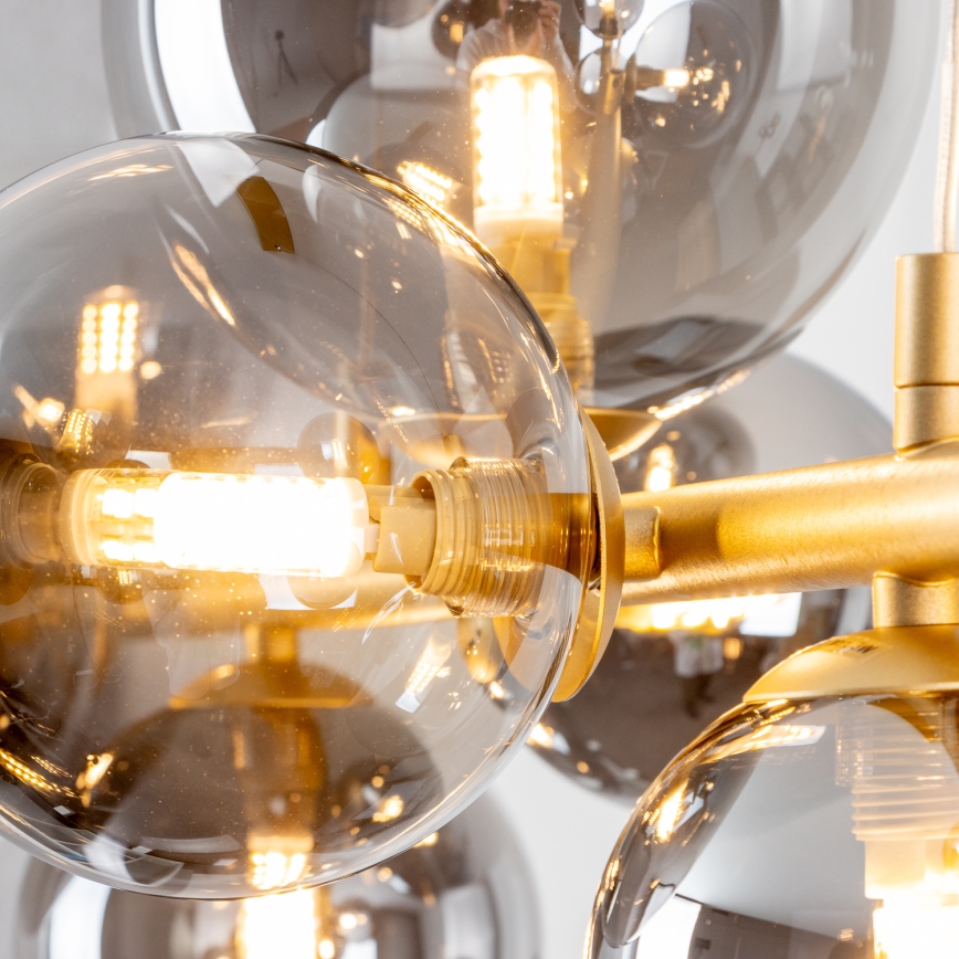 Brilagi - LED Lustra ar auklu MILLA 10xG9/3W/230V zelta/dūmakains