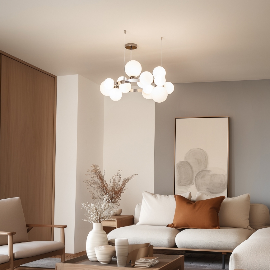 Brilagi - LED Lustra ar auklu MILLA 15xG9/3W/230V spīdīgi hromēts/balta