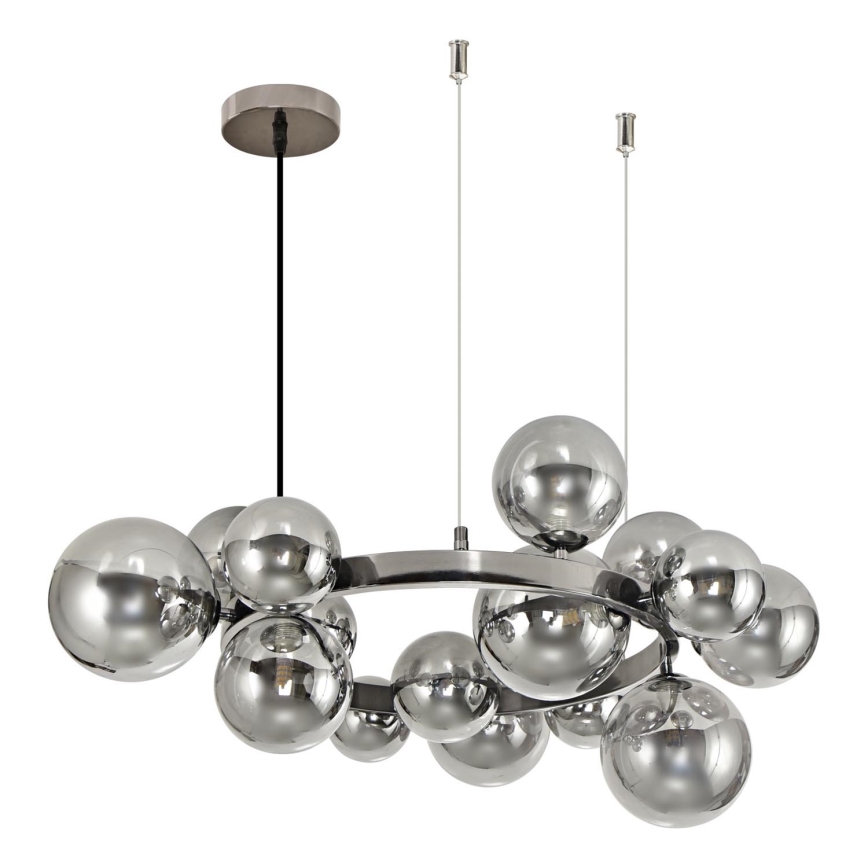 Brilagi - LED Lustra ar auklu MILLA 15xG9/3W/230V spīdīgi hromēts/dūmakains
