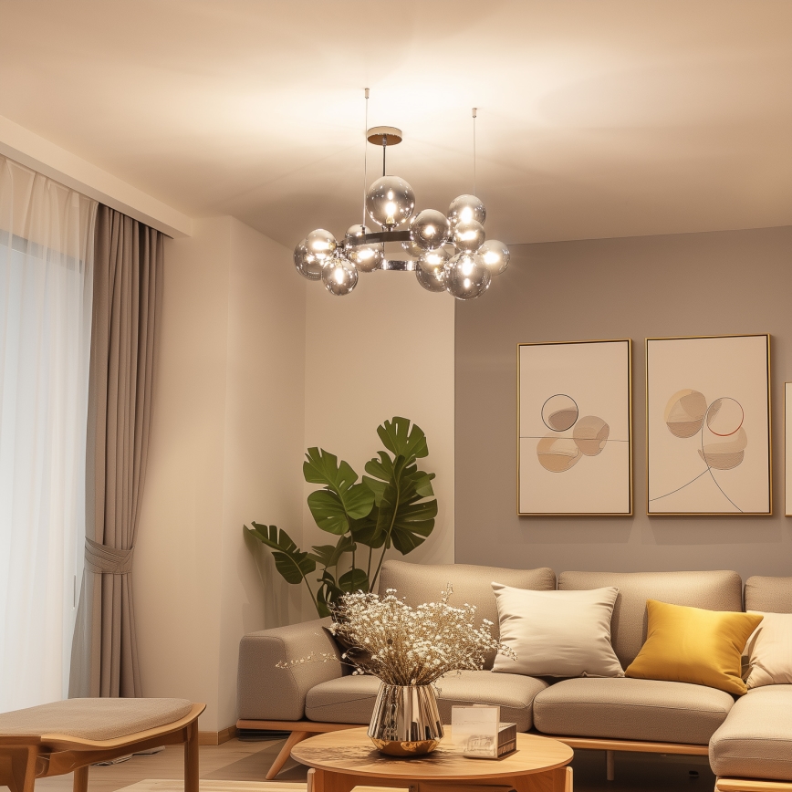 Brilagi - LED Lustra ar auklu MILLA 15xG9/3W/230V spīdīgi hromēts/dūmakains