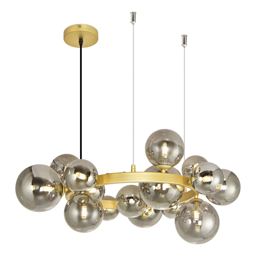 Brilagi - LED Lustra ar auklu MILLA 15xG9/3W/230V zelta/dūmakains