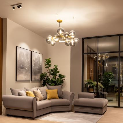 Brilagi - LED Lustra ar auklu MILLA 15xG9/3W/230V zelta/dūmakains