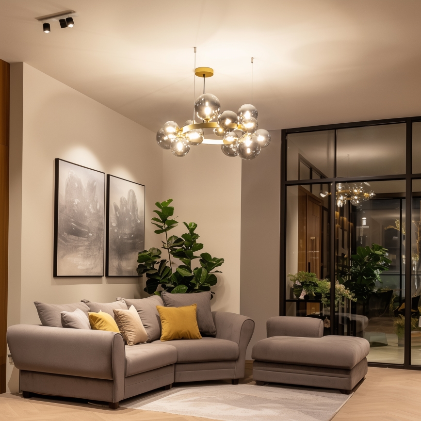 Brilagi - LED Lustra ar auklu MILLA 15xG9/3W/230V zelta/dūmakains