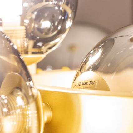 Brilagi - LED Lustra ar auklu MILLA 15xG9/3W/230V zelta/dūmakains