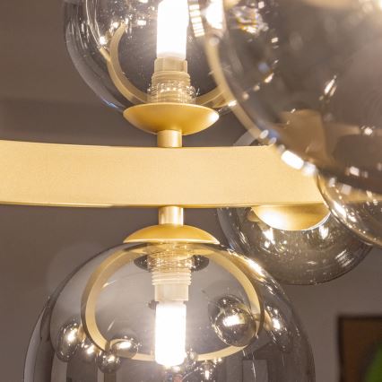 Brilagi - LED Lustra ar auklu MILLA 15xG9/3W/230V zelta/dūmakains