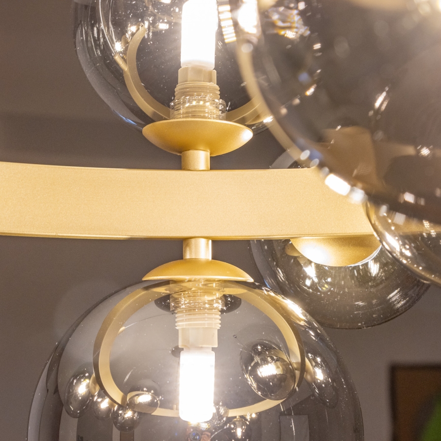 Brilagi - LED Lustra ar auklu MILLA 15xG9/3W/230V zelta/dūmakains