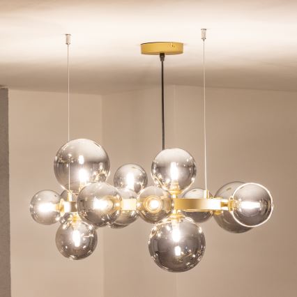 Brilagi - LED Lustra ar auklu MILLA 15xG9/3W/230V zelta/dūmakains