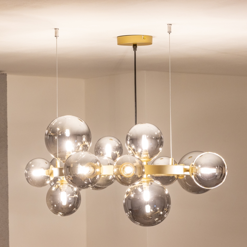 Brilagi - LED Lustra ar auklu MILLA 15xG9/3W/230V zelta/dūmakains