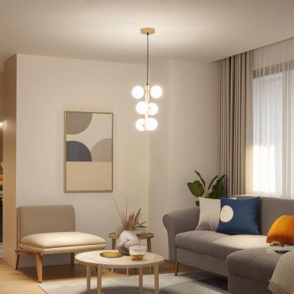 Brilagi - LED Lustra ar auklu MILLA 6xG9/3W/230V zelta/balta