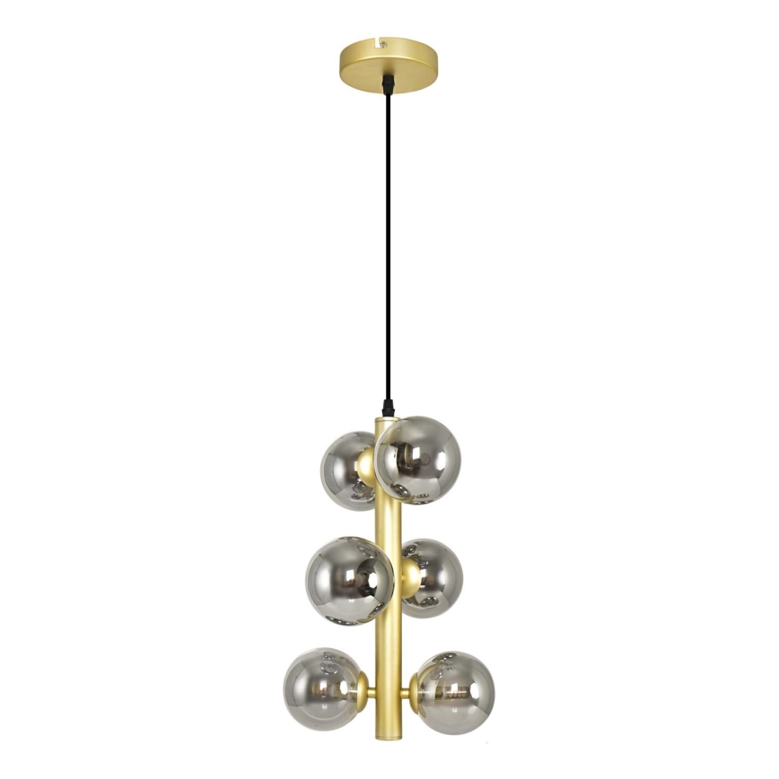 Brilagi - LED Lustra ar auklu MILLA 6xG9/3W/230V zelta/dūmakains