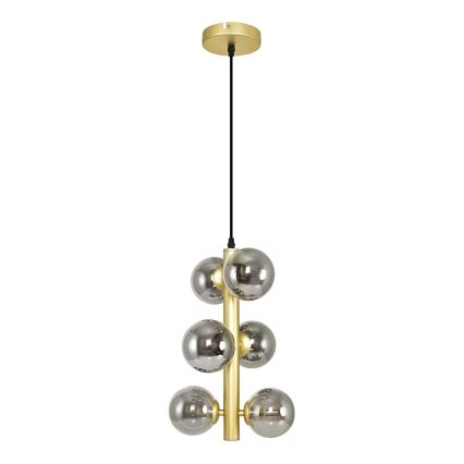 Brilagi - LED Lustra ar auklu MILLA 6xG9/3W/230V zelta/dūmakains