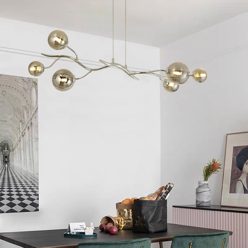 Brilagi - LED Lustra ar auklu MISTEL 6xG9/3W/230V spīdīgi hromēts/dūmakains