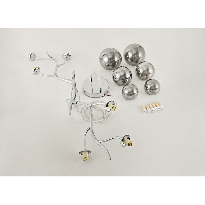 Brilagi - LED Lustra ar auklu MISTEL 6xG9/3W/230V spīdīgi hromēts/dūmakains