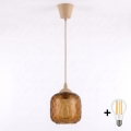 BRILAGI - LED lustra ar auklu RETRO GLASS 1xE27/60W/230V Ø 14 cm bēša/dūmaina brūna