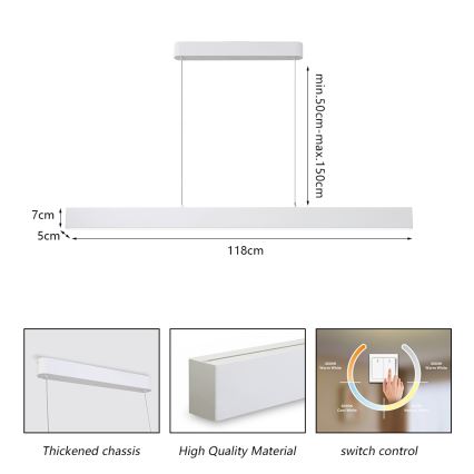 Brilagi - LED Lustra ar auklu SLEEKLINE LED/40W/230V 3000/4500/6000K balta