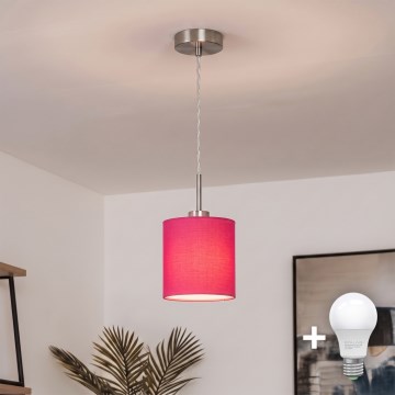 Brilagi - LED lustra ar kabeli NUBILA 1xE27/60W/230V Ø 14 cm rozā