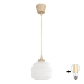 BRILAGI - LED lustra ar kabeli RETRO GLASS 1xE27/60W/230V diam. 20 cm bēšs/balts