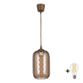 BRILAGI - LED lustra ar kabeli RETRO GLASS 1xE27/60W/230V Ø 14 cm brūna//dūmakaina brūna