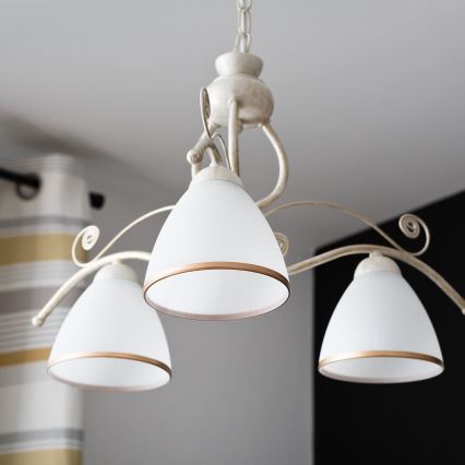 Brilagi - LED lustra ar ķēdi ANTICO 3xE27/60W/230V 3000K balta patīna