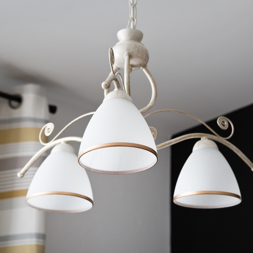 Brilagi - LED lustra ar ķēdi ANTICO 3xE27/60W/230V 3000K balta patīna