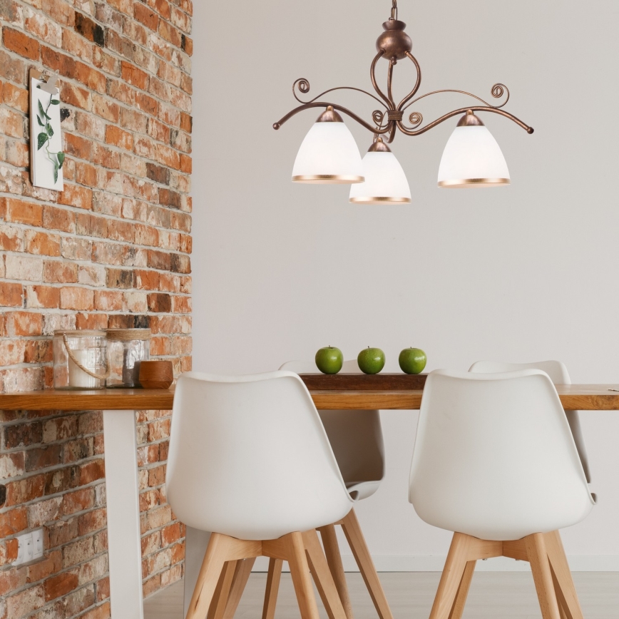 Brilagi - LED Lustra ar ķēdi ANTICO 3xE27/60W/230V bronzas patina