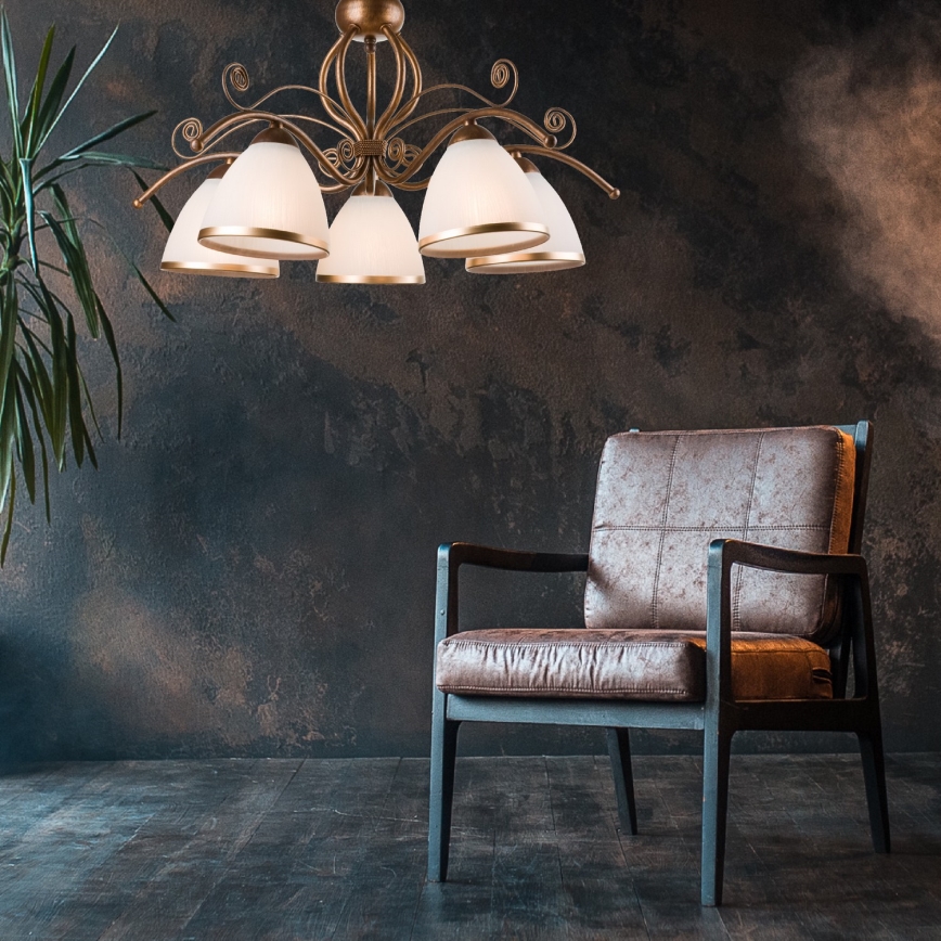 Brilagi - LED Lustra ar ķēdi ANTICO 5xE27/60W/230V bronzas patina