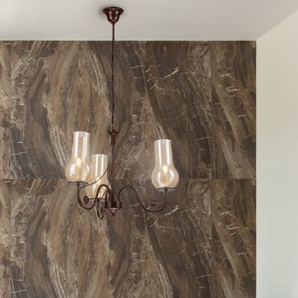 Brilagi - LED Lustra ar ķēdi COTTAGE 3xE14/40W/230V brūna