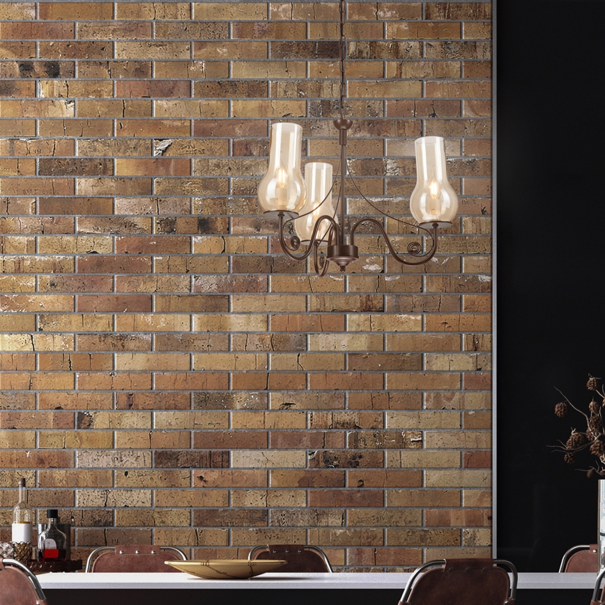 Brilagi - LED Lustra ar ķēdi COTTAGE 3xE14/40W/230V brūna